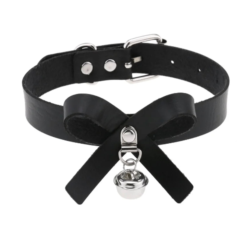 Harajuku sexy heart rivets black PU leather goth punk choker with chunky Y2K style for trendy girls