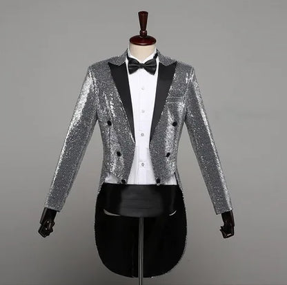 Fashion Swallowtail LED Tuxedo Luminous Costumes Glowing Vestidos LED Clothing Show Men LED Clothes Dance Accessories