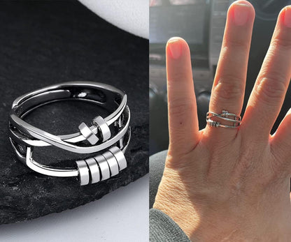 Calming Spinner Ring for Women - Anxiety Relief Fidget Ring - Stress Relief Jewelry - Size 8 Silver