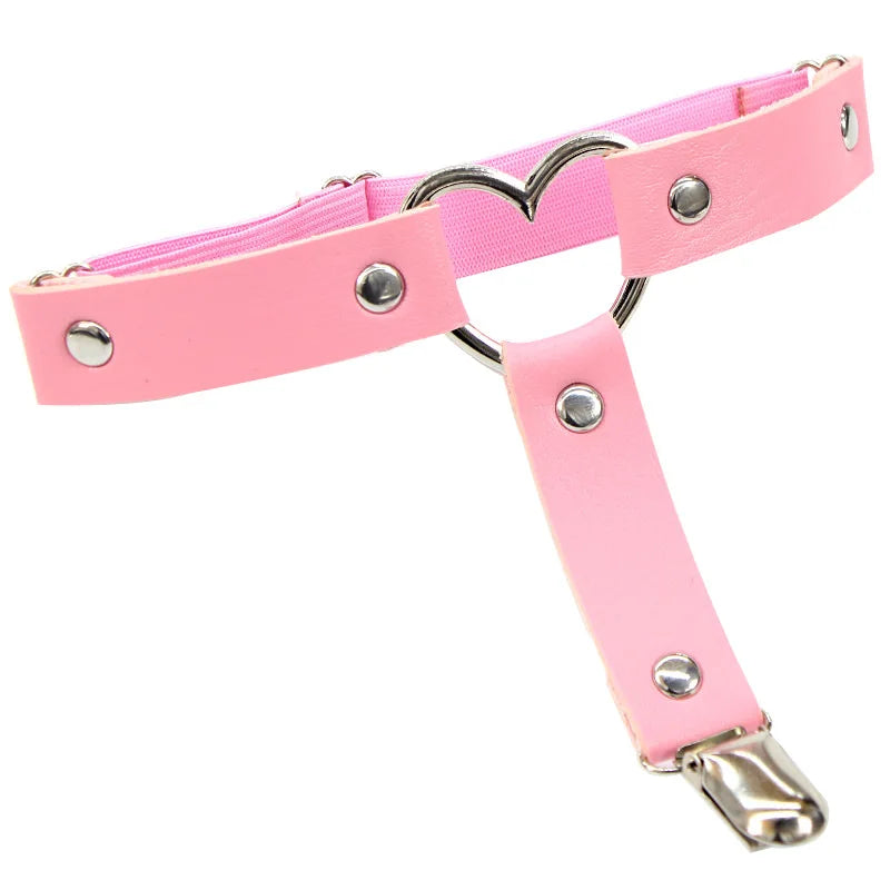 Women Sexy Leather Thigh Garter Belt Pu Punk Elastic Harness Leg Strap Goth Stocking Leglet Belt Garters Suspender for Girl