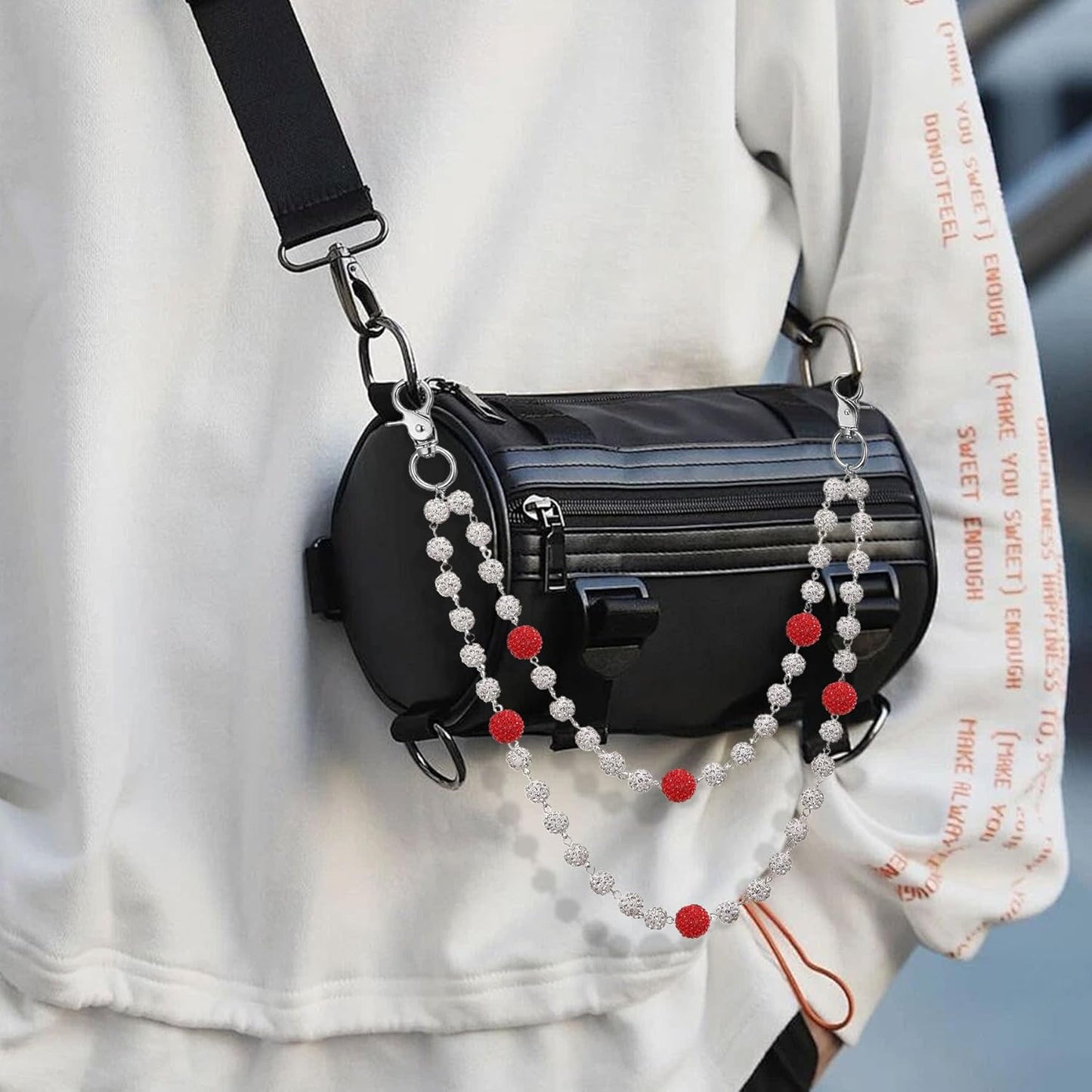 Hip Hop Wallet Chain for Men Jeans Pocket Belt Layered Chain Disco Rhinestone Beads Baseball Drip Punk Jewelry Gifts Goth Accessories for Men
