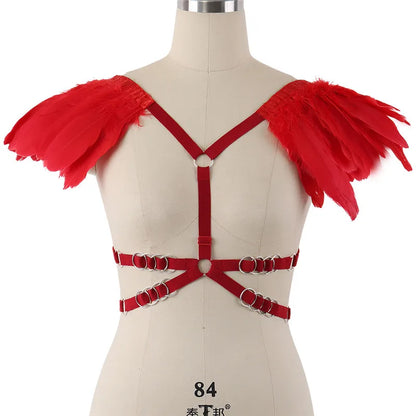 Red Garters Belt Body Harness Bondage Stockings Suspenders Belt Elastic Adjust Strap Lingerie Goth Fetish Dance Wear