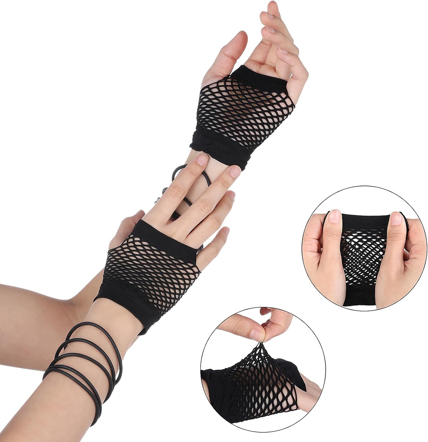 2 Pairs Fishnet Gloves Fingerless 80S Short Fishnet Gloves Women Fish Net Glove Emo Goth 80S Scene Accessories