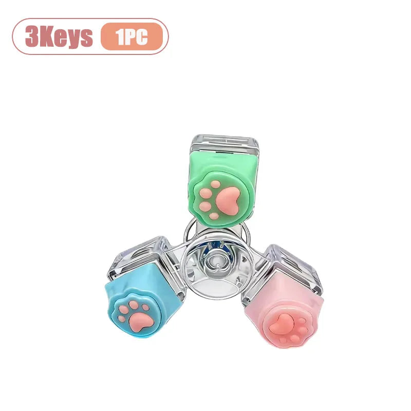 Cat Paw Clicker Keychain with LED Light - Stress Relief Fidget Toy for Anxiety - Portable and Fun!