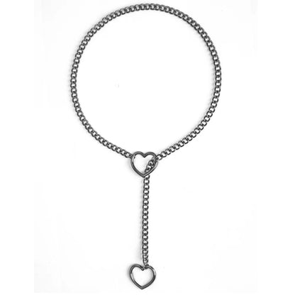 Stylish Heart Slip Chain Choker Necklace with punk rock goth style, featuring a heart pendant, designed for women.