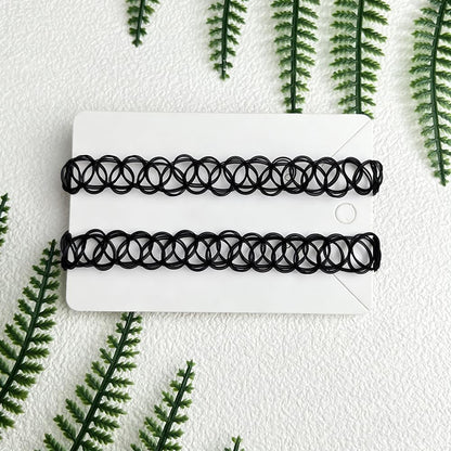 Stylish 2-pack rainbow and blue 90s tattoo choker necklaces by WLXNCYKE, adjustable gothic elastic necklaces for women.