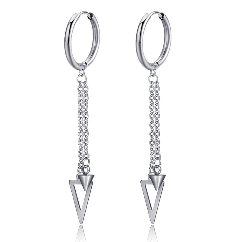 New Punk Stainless Steel Chain Hoop Earrings for Women Men 2021 Trendy Goth Pop Hip Hop Pendants Ear Jewelry Accessories Earring