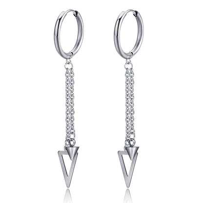 New Punk Stainless Steel Chain Hoop Earrings for Women Men 2021 Trendy Goth Pop Hip Hop Pendants Ear Jewelry Accessories Earring