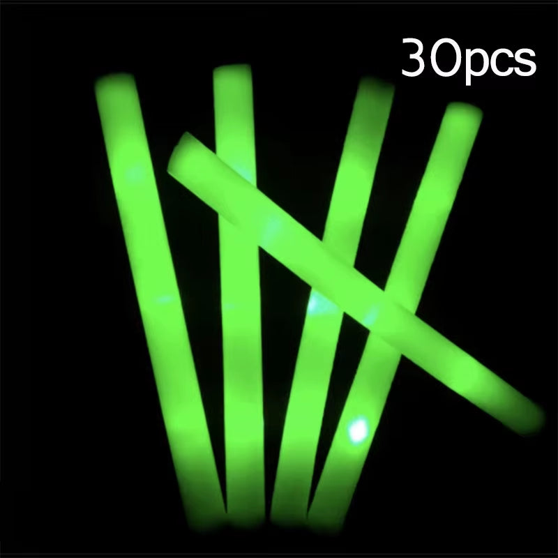 Vibrant 15/30 Pcs LED Glow Sticks - Colorful RGB Cheer Tubes for Parties, Weddings, and Events!