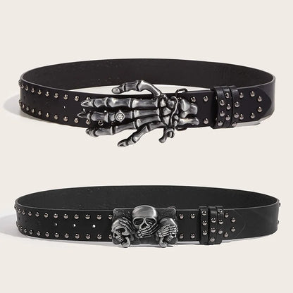Desinger Belts for Women High Quality Luxury Brand Punk Goth Rivet Black Jeans Unisex Men Belt Paw Skull Buckle Waistband Man