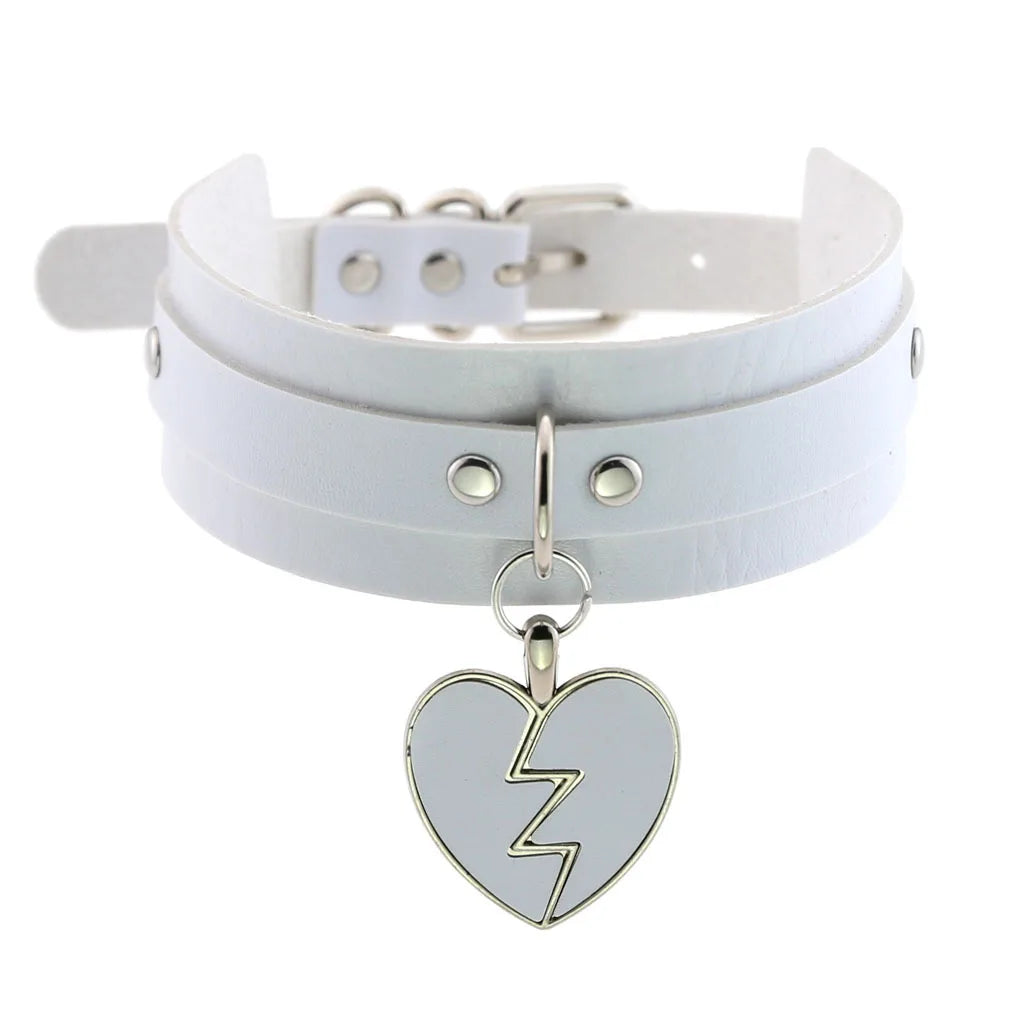 Y2K Gothic punk heart choker necklace, stylish harajuku jewelry for women and girls, black with silver accents