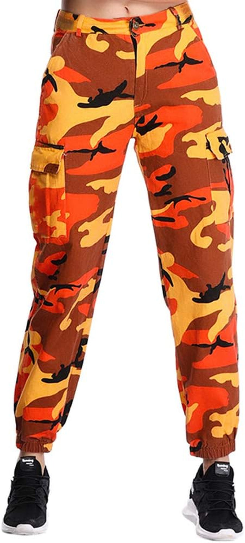 Chic Women's Camo Cargo Jogger Pants - Elastic Waist & Pockets for Ultimate Comfort!