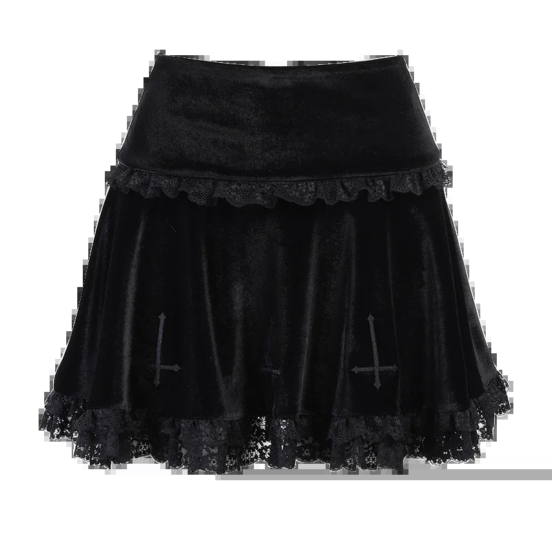 Y2K goth plaid pleated mini skirt for women, high-waisted summer streetwear with kawaii harajuku aesthetic and fashionable design.