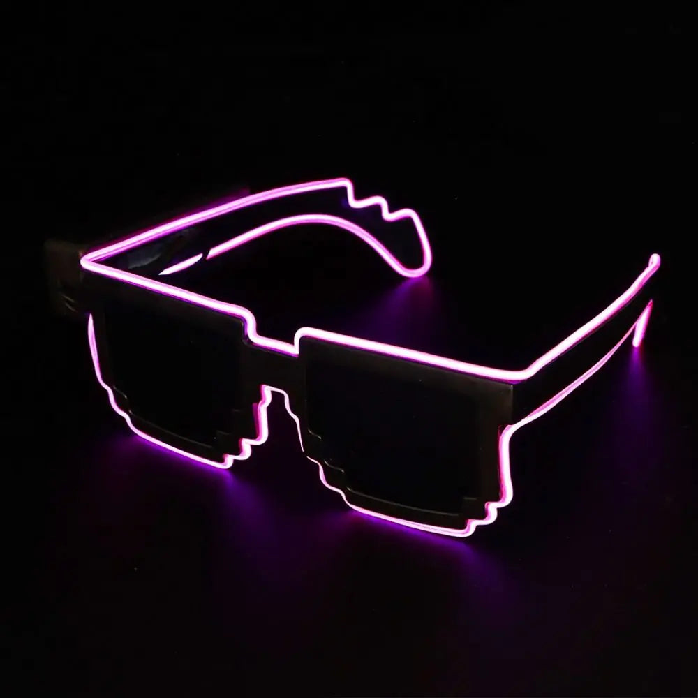 Mosaic LED Glow-in-the-Dark Glasses - Perfect for Rave Parties & Neon Christmas Fun!