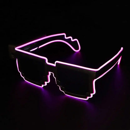 Mosaic LED Glow-in-the-Dark Glasses - Perfect for Rave Parties & Neon Christmas Fun!