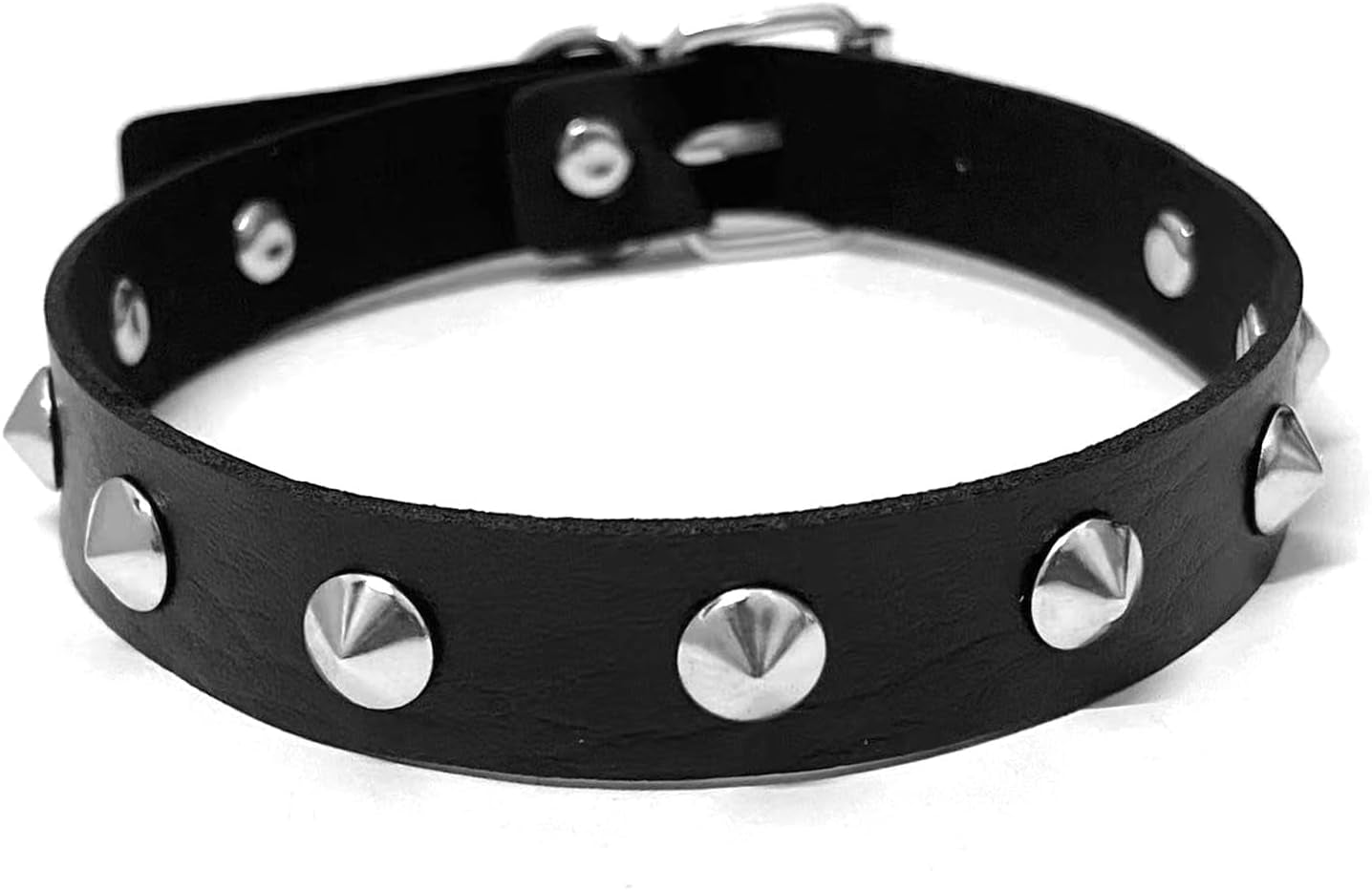 Tosmifairy punk rock vintage leather choker and bracelet set with metal studs, 80s and 90s emo goth accessories for edgy style.