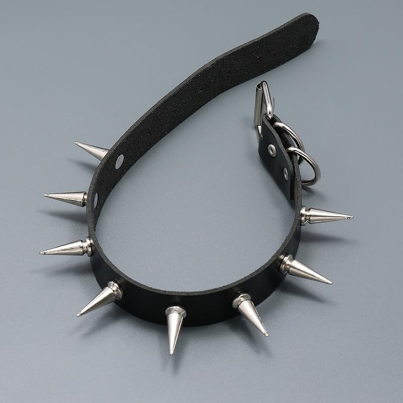 Black Spiked Leather Choker Collar Necklace for Women Gothic Punk PU Chokers Necklaces Halloween Costumes Cosplay Accessories for Women Spike Chokers Collars Necklace