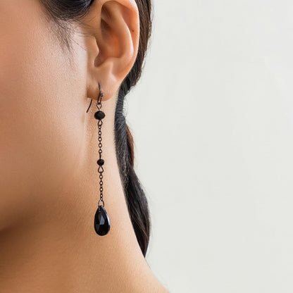 Gothic Layered Choker Necklace, Black Red Dainty Y Bead Teardrop Goth Christmas Jewelry Gift for Women