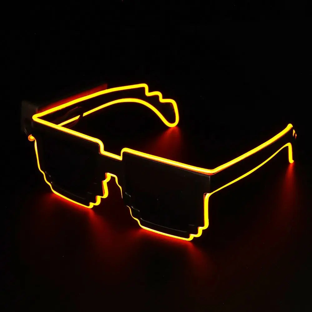 Mosaic LED Glow-in-the-Dark Glasses - Perfect for Rave Parties & Neon Christmas Fun!