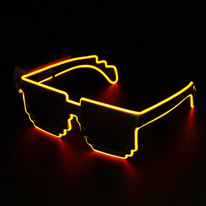 Mosaic LED Glow-in-the-Dark Glasses - Perfect for Rave Parties & Neon Christmas Fun!