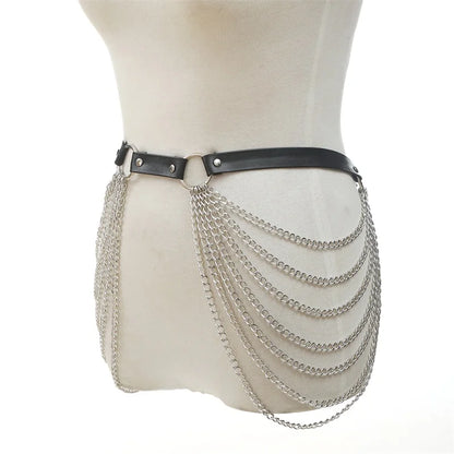Goth Leather Body Harness Chain Bra Top Chest Waist Belt Witch Gothic Punk Fashion Festival Jewelry Sexy Accessories
