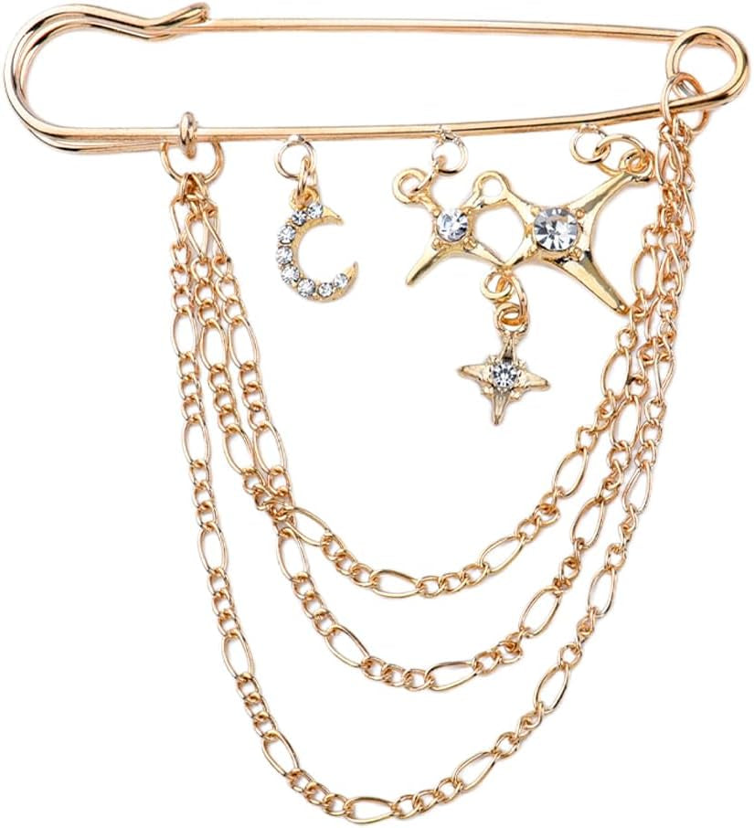 Y2K Chain Brooch Pins for Women Silver Gold Tassel Pin for Coat Collar Brooch Pin Y2K Punk Shoes Clothing Accessories