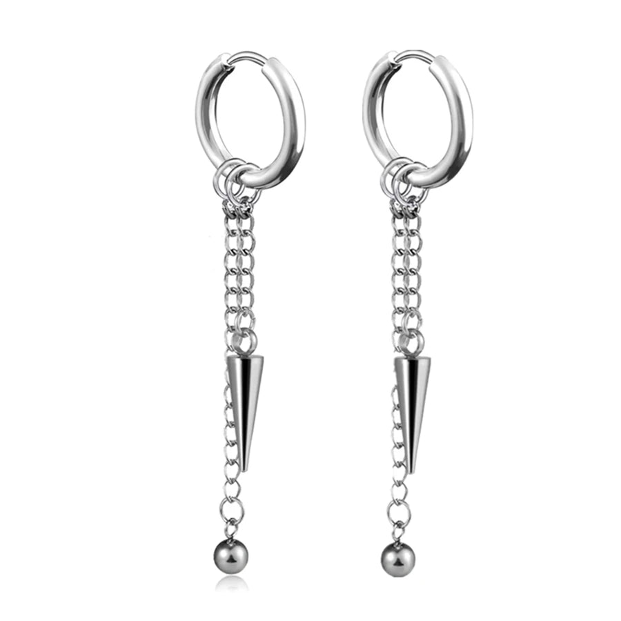 New Punk Stainless Steel Chain Hoop Earrings for Women Men 2021 Trendy Goth Pop Hip Hop Pendants Ear Jewelry Accessories Earring
