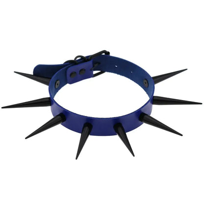 Rebel Spike Choker Necklace – Cyberpunk Leather Collar for Rave and Goth Styles