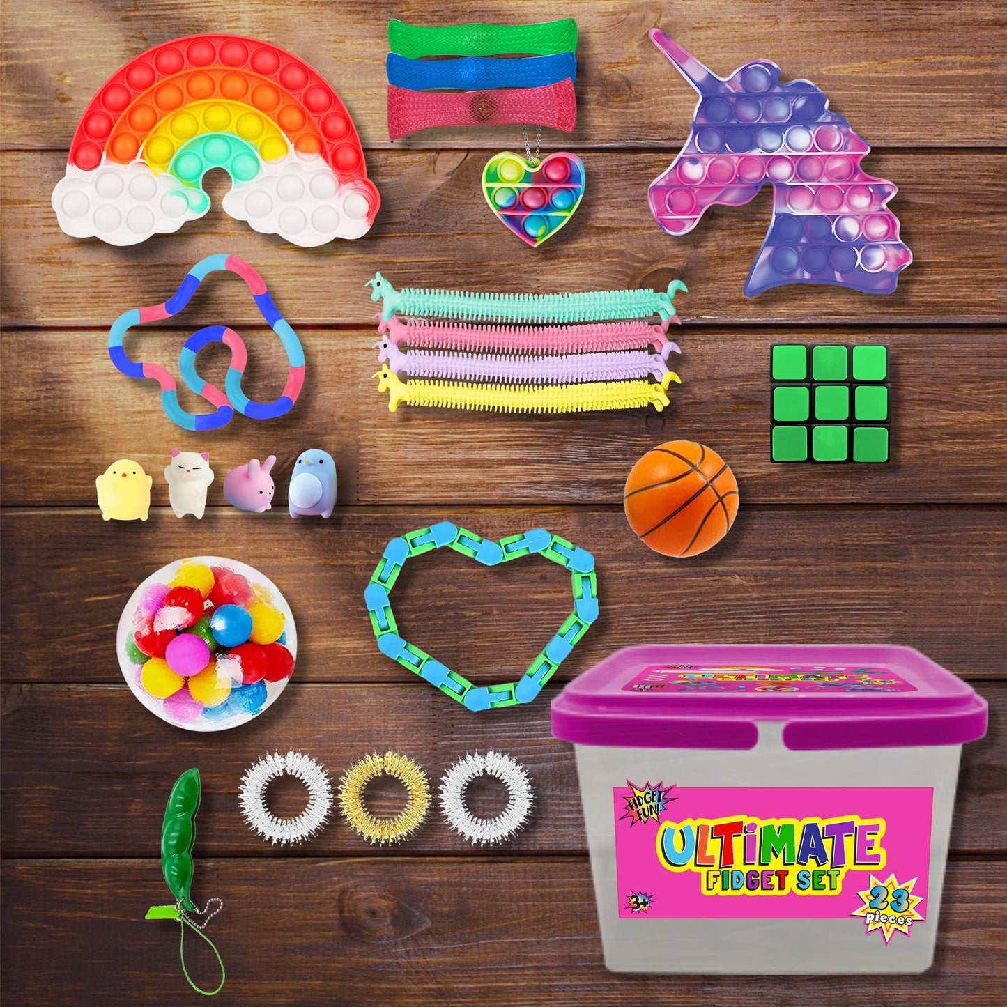 18 Piece Ultimate Fidget Set Pink