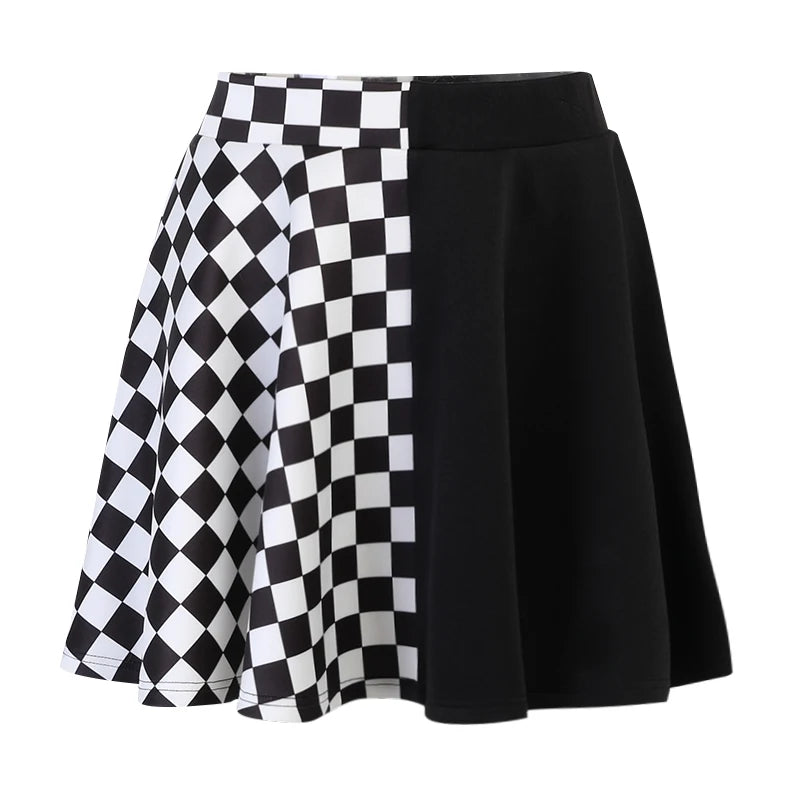 Y2K goth plaid pleated mini skirt for women, high-waisted summer streetwear, featuring kawaii harajuku aesthetic and edgy style