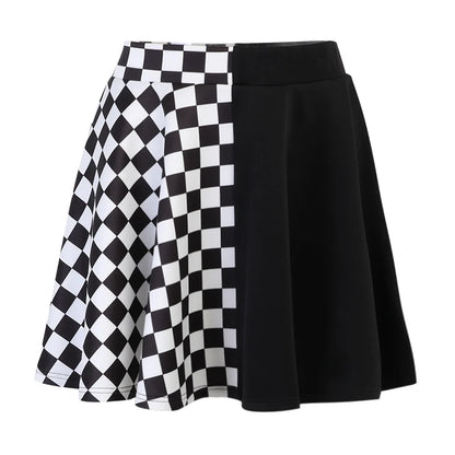 Y2K goth plaid pleated mini skirt for women, high-waisted summer streetwear, featuring kawaii harajuku aesthetic and edgy style