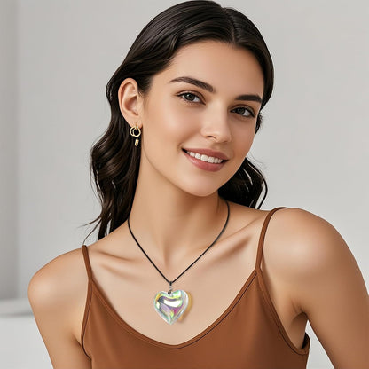 Chunky Puffy Heart Choker Necklace, Fashion Colored Glass Heart Pendant Y2K Trendy Jewelry Gifts for Women (Dazzle Heart)