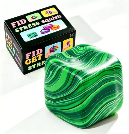 Ultimate Stress Relief Fidget Toy - Squishy Stress Cube & Balls for Kids & Adults - Perfect for Autism & Classroom Prizes (Green)