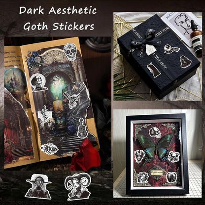 100 Pcs Dark Aesthetic Goth Stickers for Adults, Skull Sticker Packs for Water Bottle Kindle Laptop Phone DIY Crafts Card Making Scrapbook Art Journal