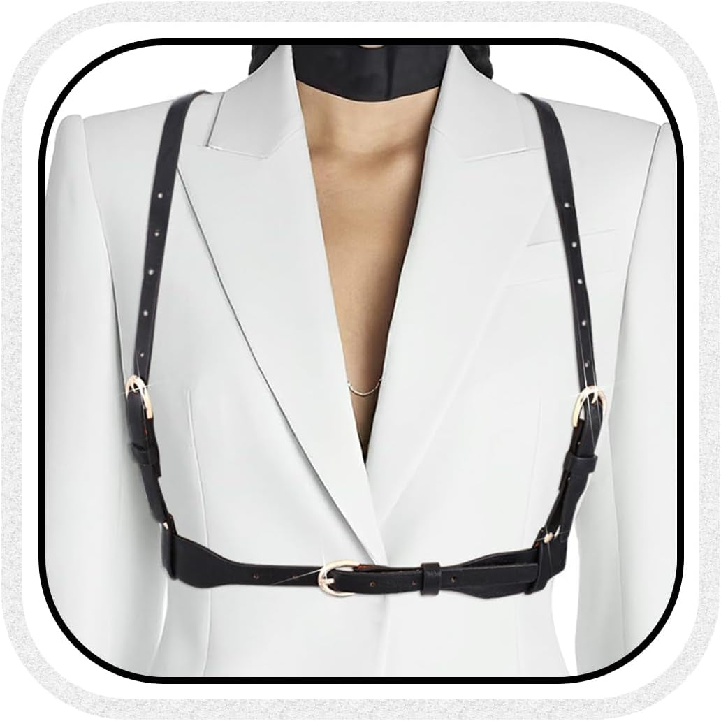 plus Size Leather Harness Belt Goth High Waist Belt Fshion Black Body Harness Rave Pu Chest Accessories for Women