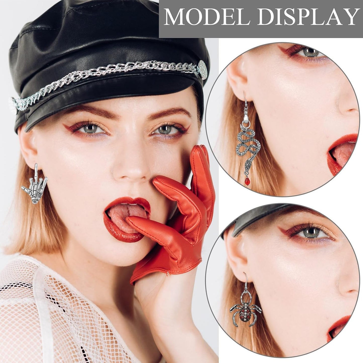40 Pairs Gothic Earrings Set for Women Men Punk Grunge Y2K Dangle Earrings Bat Cross Snake Skull Goth Jewelry Set