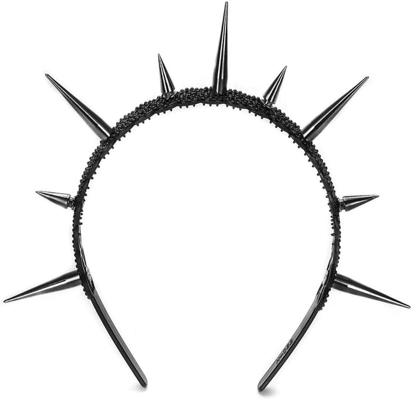 Gothic Crown Spike Headband for Women，Goth Spiky Dark Wicked Queen Headpiece， Black Tiaras Witch Costume Jewelry Accessories ，Halo Hair Hoop for Cosplay Halloween (Balck Headband)