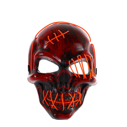 Glowing One-Eyed Pirate Mask for Halloween - LED EL Wire Cosplay Mask for Spooky Parties and Festivals