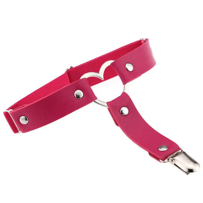 Punk Goth PU Leather Elastic Garter Belt Leg Thigh Ring Suspender Stockings Belt Leg Chain Harness Heart Body Jewelry