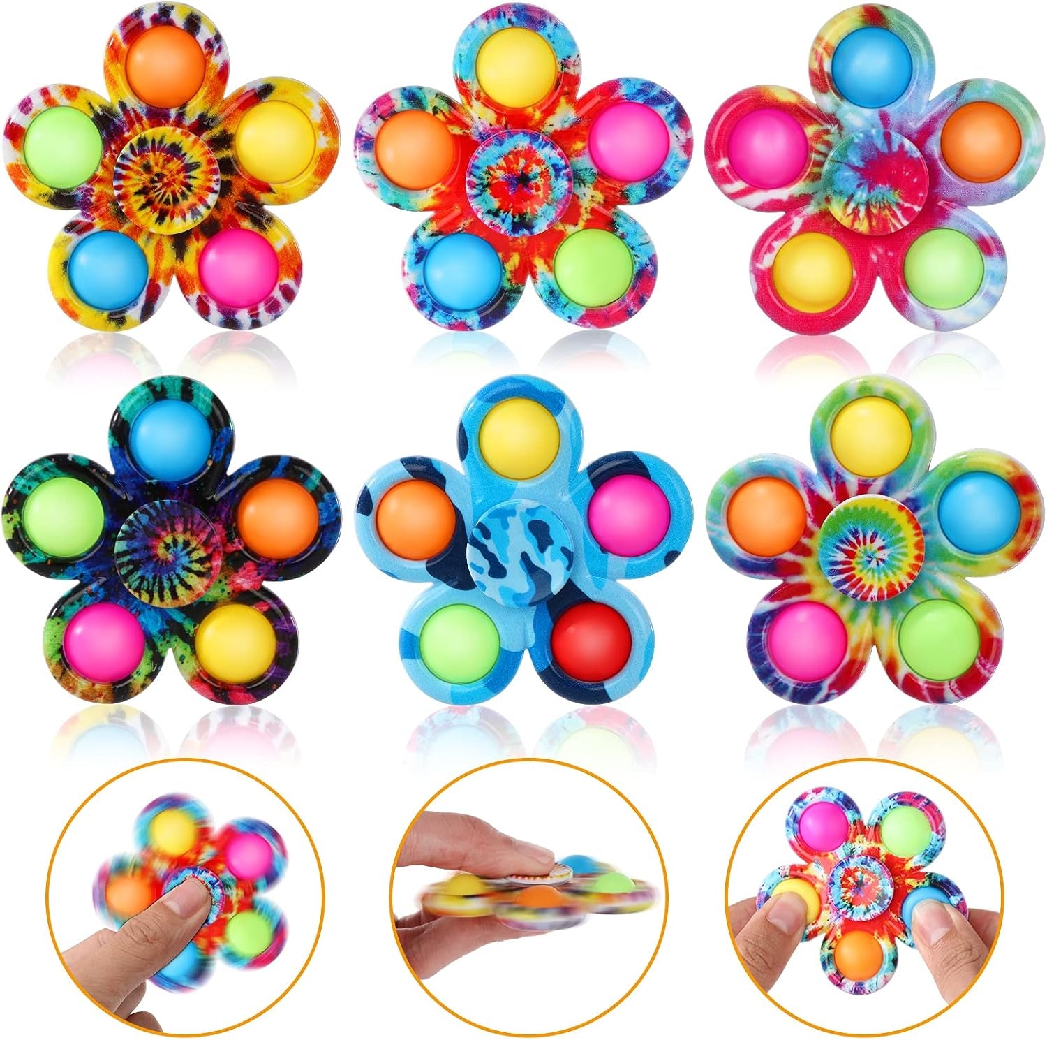 6-Pack Pop Fidget Spinners - Perfect Party Favors, Easter Basket Stuffers, and Classroom Prizes for Kids and Teens!