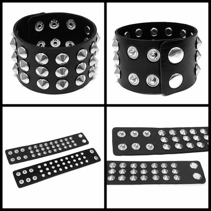 Tosmifairy edgy punk rock vintage leather choker and bracelet set with studs, perfect 80s and 90s emo goth accessories.