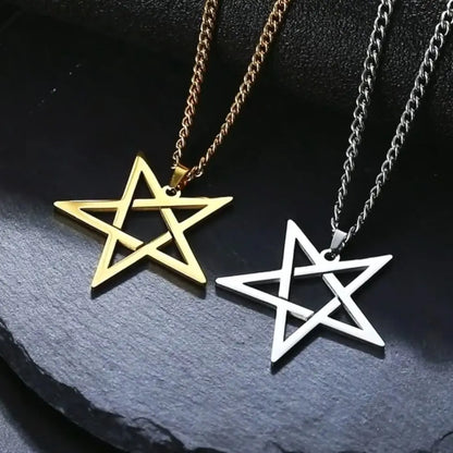 Inverted Pentagram Satanic Necklace for Men Boy Stainless Steel Long Neck Chain Goth Gothic Occult Wicca Pentacle Jewelry