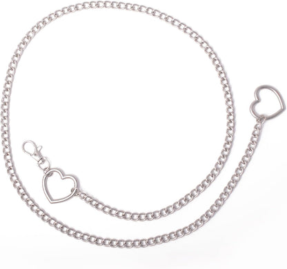 Vintage heart waist chain by FNQUFUJ, adjustable belly jewelry shown on a model wearing dresses and jeans.