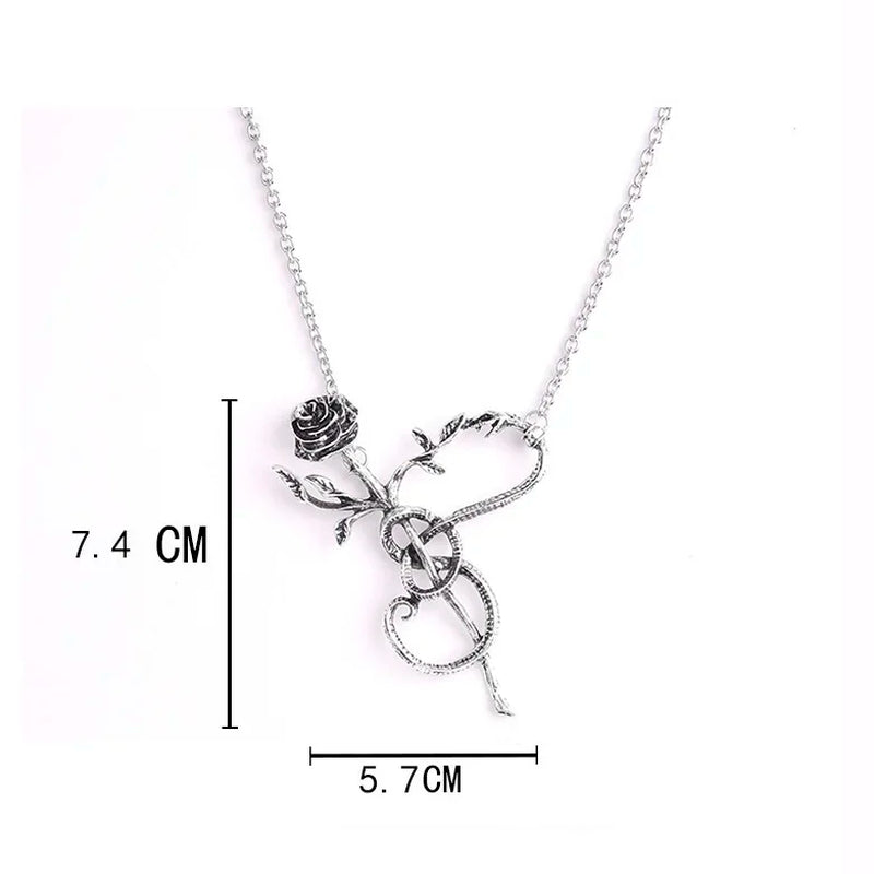Gothic dragon bat eagle heart rose pendant necklace with intricate metal design, suitable for men and women’s costume jewelry.