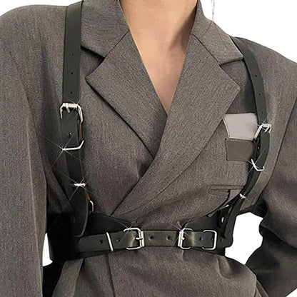 Punk Women Waist Belts PU Leather Fashion Body Chain Belt Rave Halloween Accessories Belt Adjustable Goth