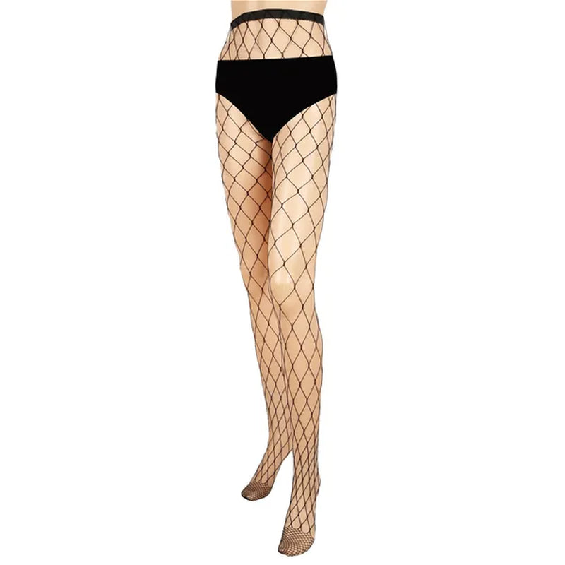 Seductive High Waist Fishnet Tights - Stretchy Mesh Hollow Out Stockings for Women