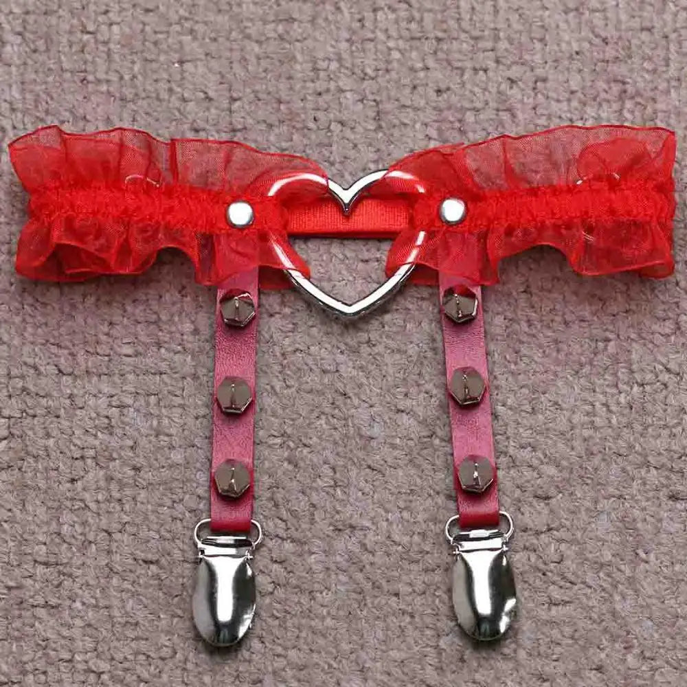 Lace Leg Garter Harness for Women Adjustable Heart Leg Harness Cosplay Goth Gothic Jewelry
