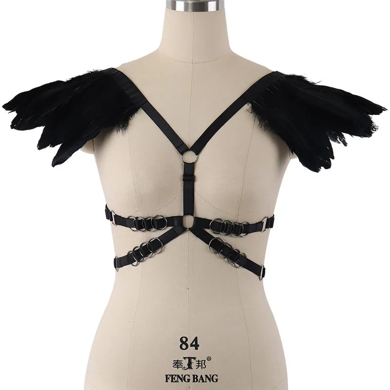 Red Garters Belt Body Harness Bondage Stockings Suspenders Belt Elastic Adjust Strap Lingerie Goth Fetish Dance Wear
