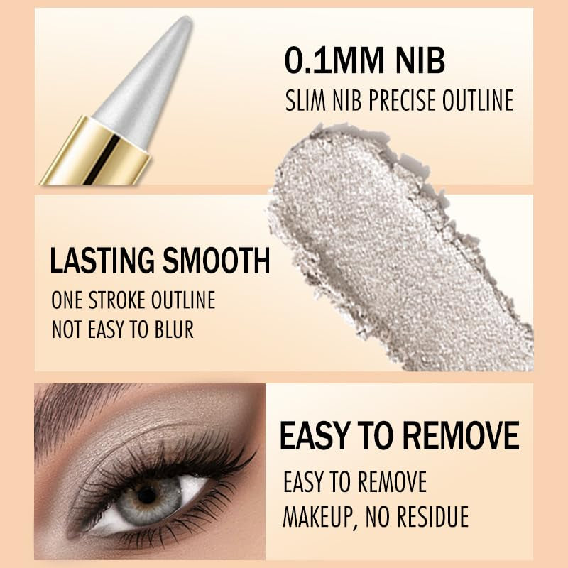 4Pcs Ultra-Pigmented Black Brown Silver Gray Eyeliner – Delineador De Ojos for Bold, Goth-Inspired Looks, Waterproof Long-Lasting & Intense Color for Dramatic and Smoky Eyes Halloween Makeup