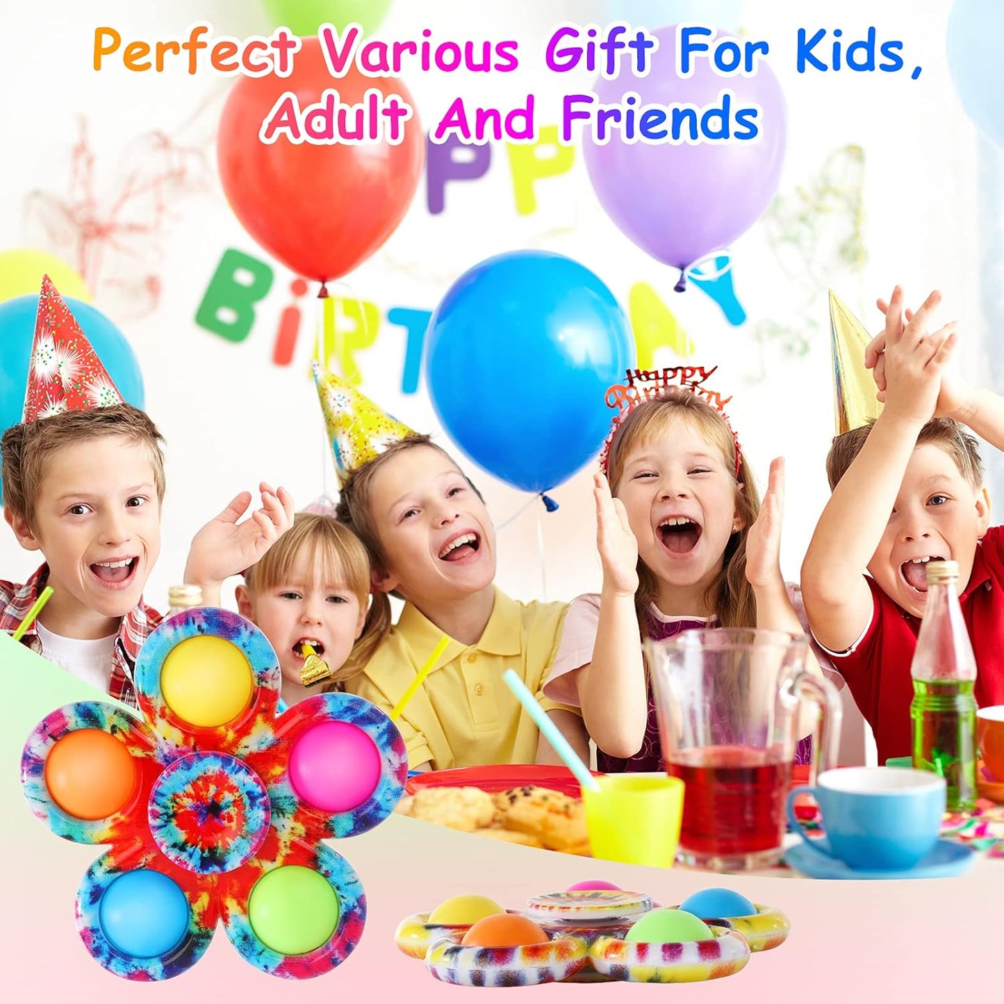 6-Pack Pop Fidget Spinners - Perfect Party Favors, Easter Basket Stuffers, and Classroom Prizes for Kids and Teens!